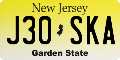 NJ license plate J30SKA
