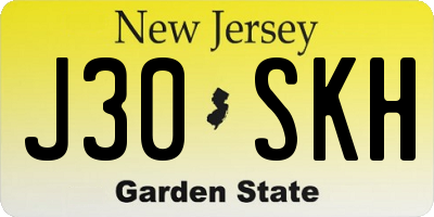 NJ license plate J30SKH