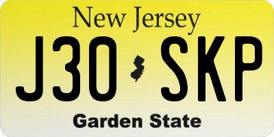 NJ license plate J30SKP