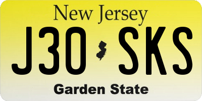 NJ license plate J30SKS