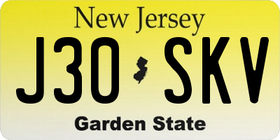 NJ license plate J30SKV