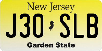 NJ license plate J30SLB