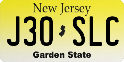 NJ license plate J30SLC