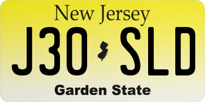 NJ license plate J30SLD