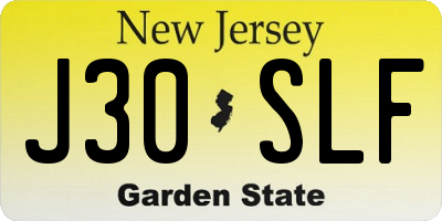 NJ license plate J30SLF