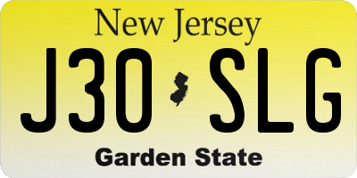 NJ license plate J30SLG