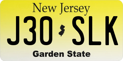 NJ license plate J30SLK
