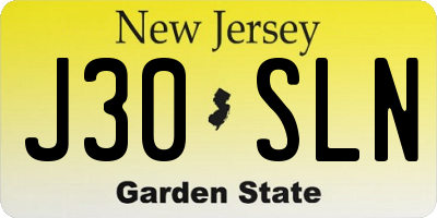 NJ license plate J30SLN