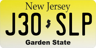 NJ license plate J30SLP