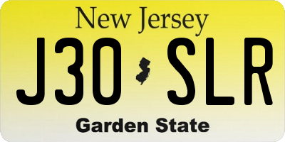 NJ license plate J30SLR
