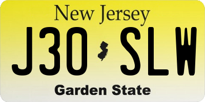 NJ license plate J30SLW