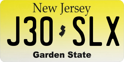 NJ license plate J30SLX