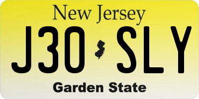 NJ license plate J30SLY
