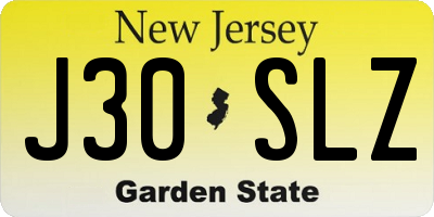 NJ license plate J30SLZ