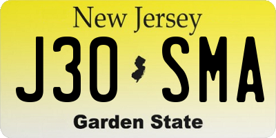 NJ license plate J30SMA