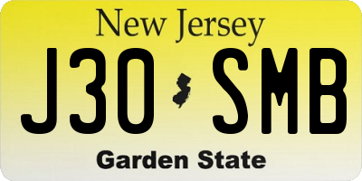 NJ license plate J30SMB