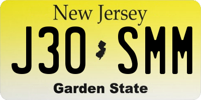 NJ license plate J30SMM