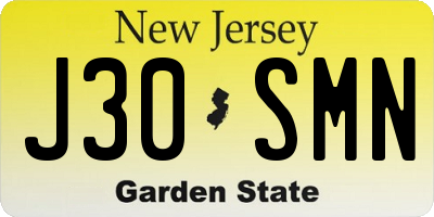 NJ license plate J30SMN