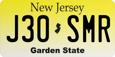 NJ license plate J30SMR