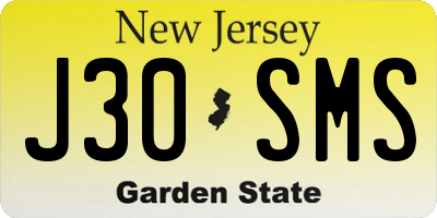 NJ license plate J30SMS