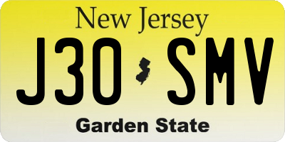 NJ license plate J30SMV