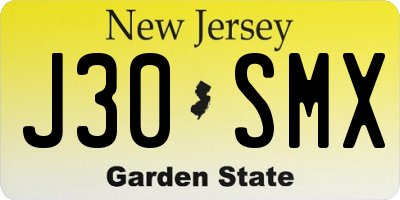 NJ license plate J30SMX