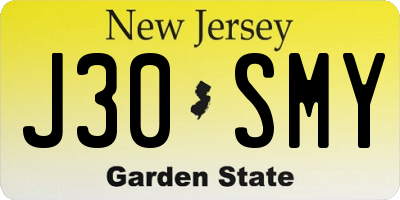 NJ license plate J30SMY