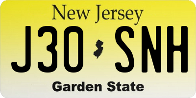 NJ license plate J30SNH