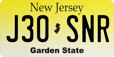 NJ license plate J30SNR