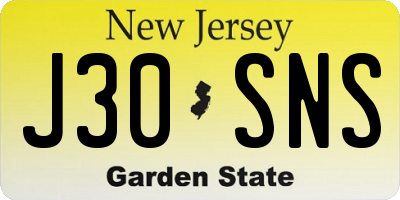NJ license plate J30SNS