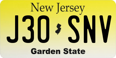 NJ license plate J30SNV