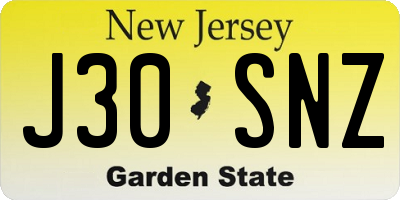 NJ license plate J30SNZ