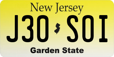NJ license plate J30SOI