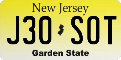 NJ license plate J30SOT