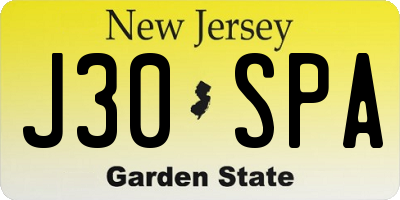 NJ license plate J30SPA
