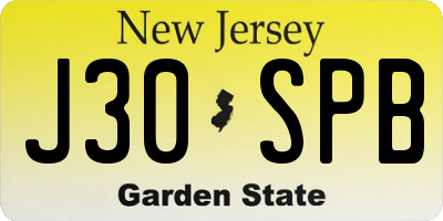 NJ license plate J30SPB