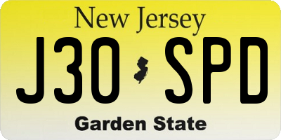 NJ license plate J30SPD