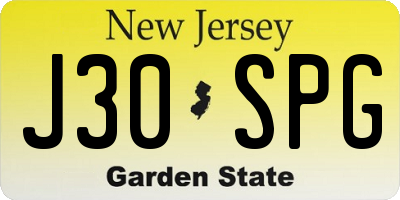 NJ license plate J30SPG