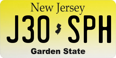NJ license plate J30SPH