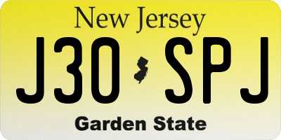 NJ license plate J30SPJ
