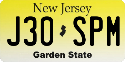 NJ license plate J30SPM