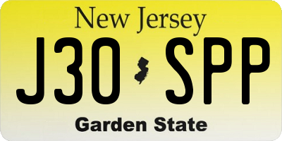 NJ license plate J30SPP