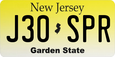 NJ license plate J30SPR