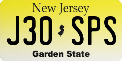 NJ license plate J30SPS
