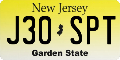 NJ license plate J30SPT