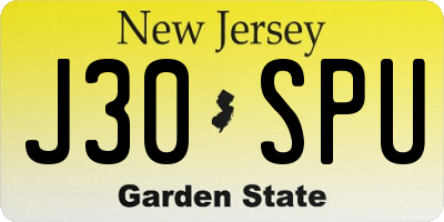 NJ license plate J30SPU