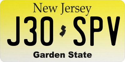 NJ license plate J30SPV
