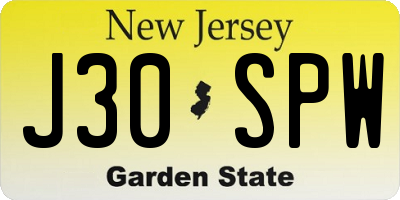NJ license plate J30SPW
