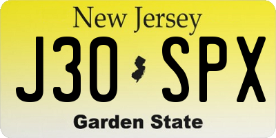 NJ license plate J30SPX