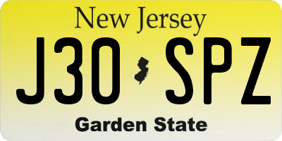 NJ license plate J30SPZ